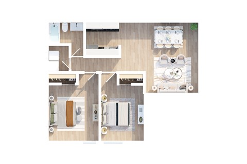 Floor plan for 2 beds, 1 bath, 750 sqft